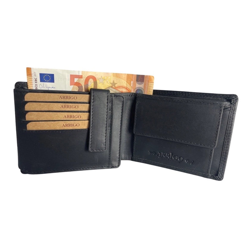 Men's Billfold - Buffalo Leather - RFID Anti Skim - Black