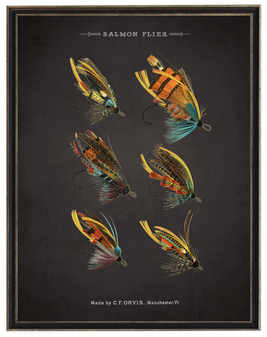 Salmon Fishing Flies | On Black Background