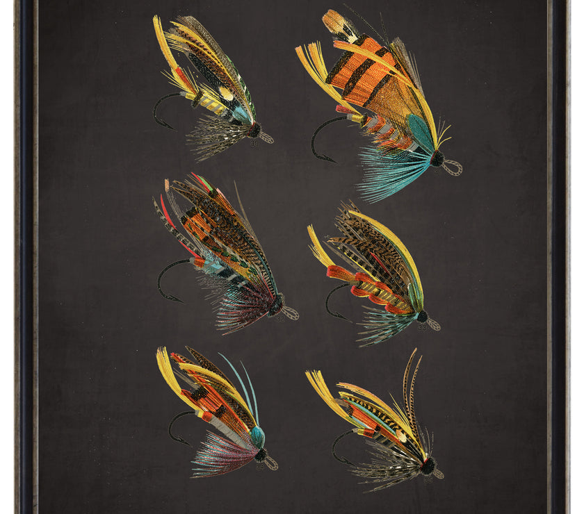 Salmon Fishing Flies | On Black Background