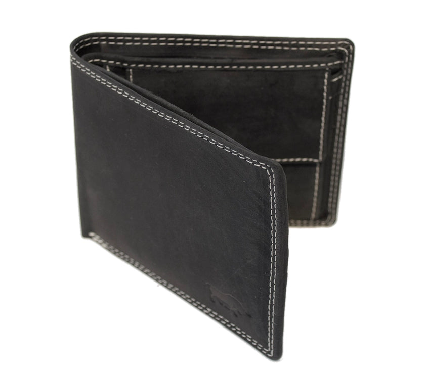 RFID Men's Wallet Buffalo Leather - Black