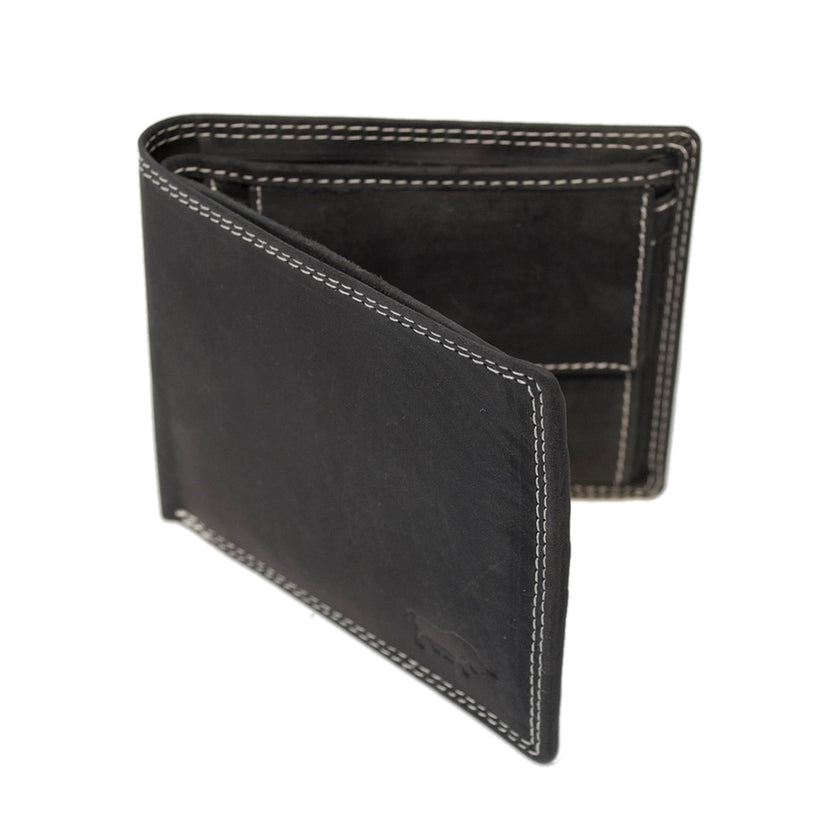 RFID Men's Wallet Buffalo Leather - Black