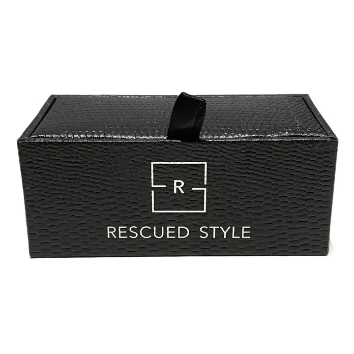 Black textured box with 'Rescued Style' branding on a white background