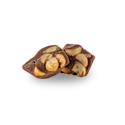 Chocolate candy with nuts on a white background