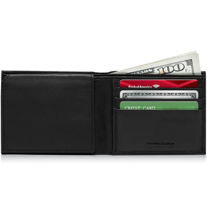 Genuine Leather Bifold Wallets For Men RFID