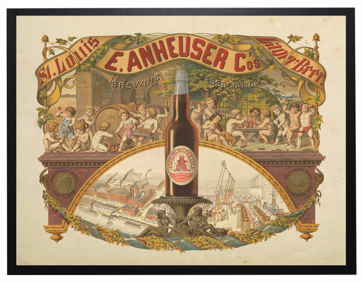 Framed Vintage Beer | Poster on a Distressed Background