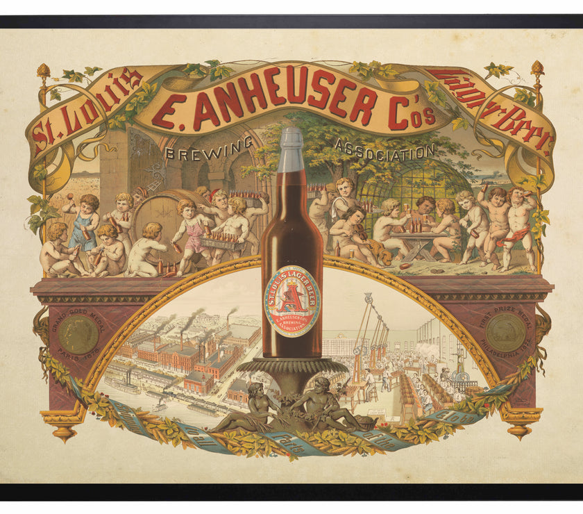 Framed Vintage Beer | Poster on a Distressed Background