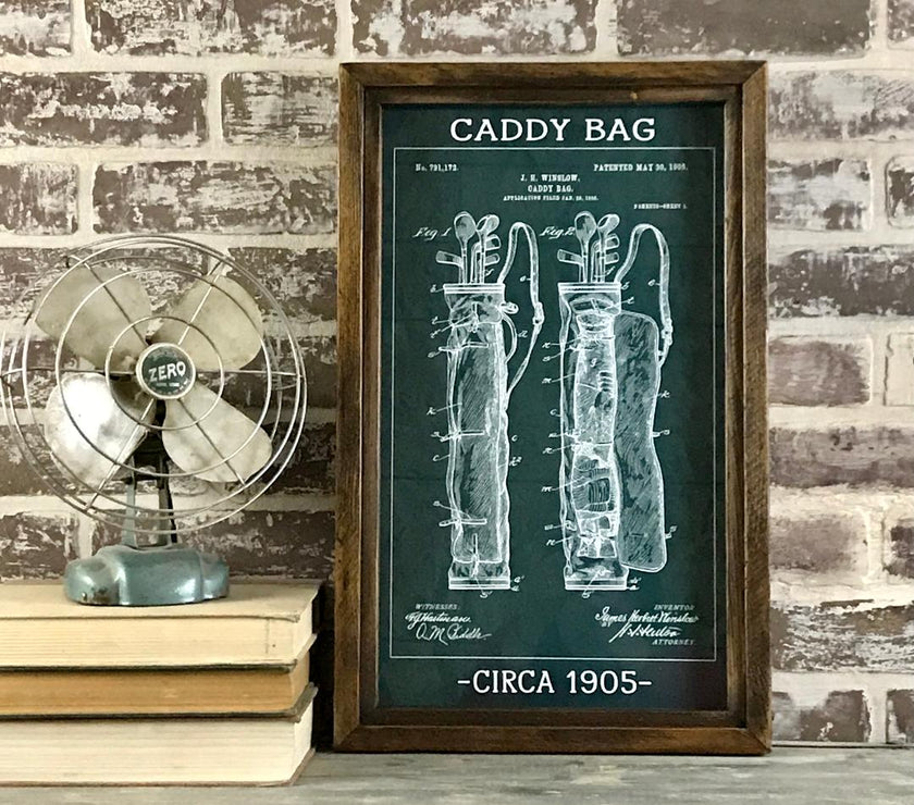 Vintage Golf Caddy Bag Patent Art - Large