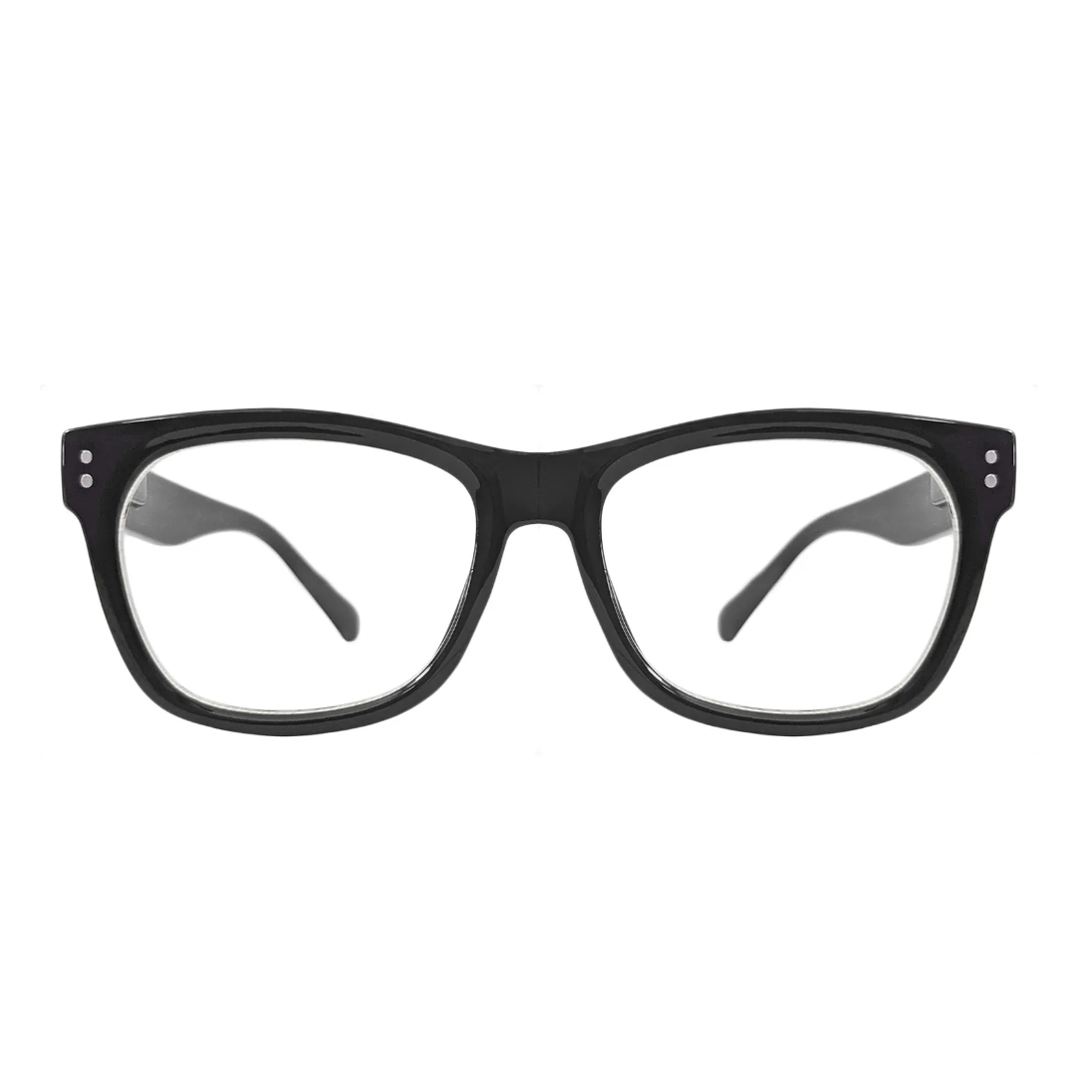 Black eyeglasses on a white background