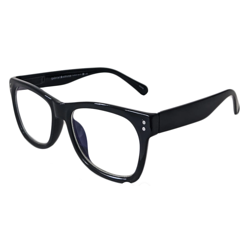 Black eyeglasses on a white background