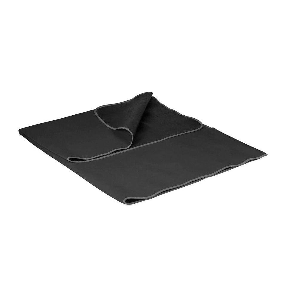 A black picnic blanket with waterproof properties on a white background.