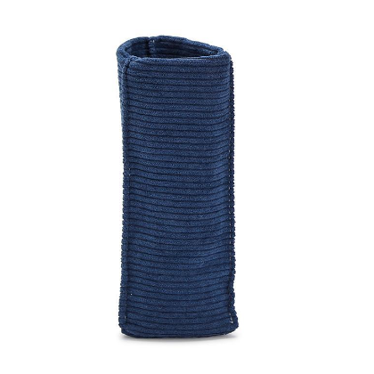 Blue corduroy standing triangular weighed eyeglass holder.