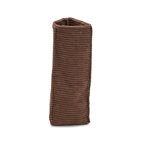 Brown corduroy standing triangular weighed eyeglass holder.