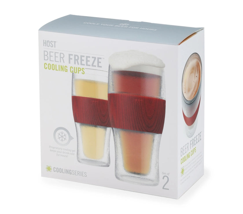 Beer Freeze Cooling Cups With Cooling Gel in Wood | Set of 2