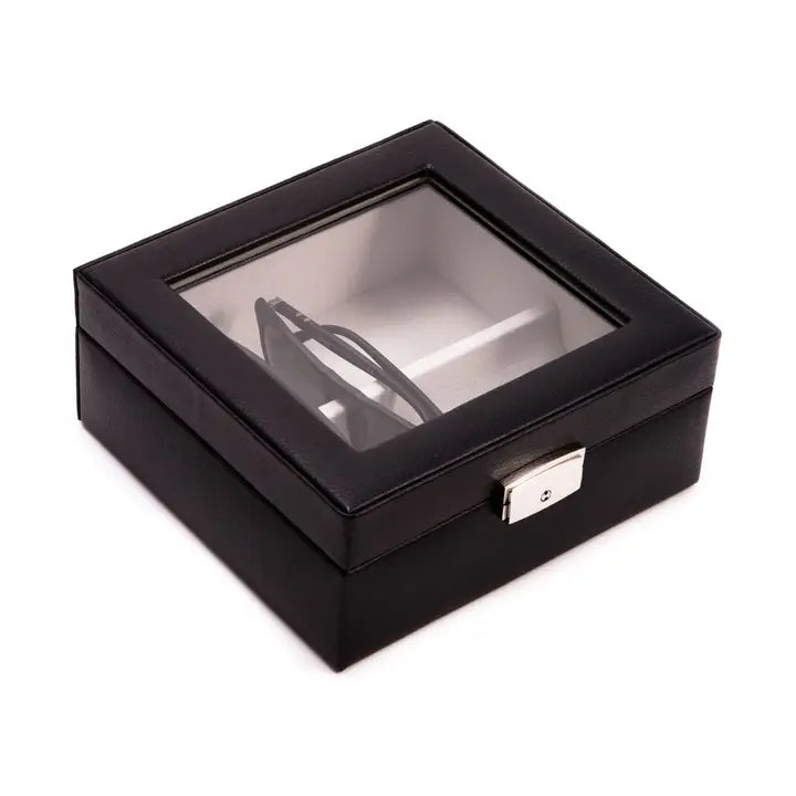 Eyeglass Case Two Pairs - Black Leather | Bey-Berk