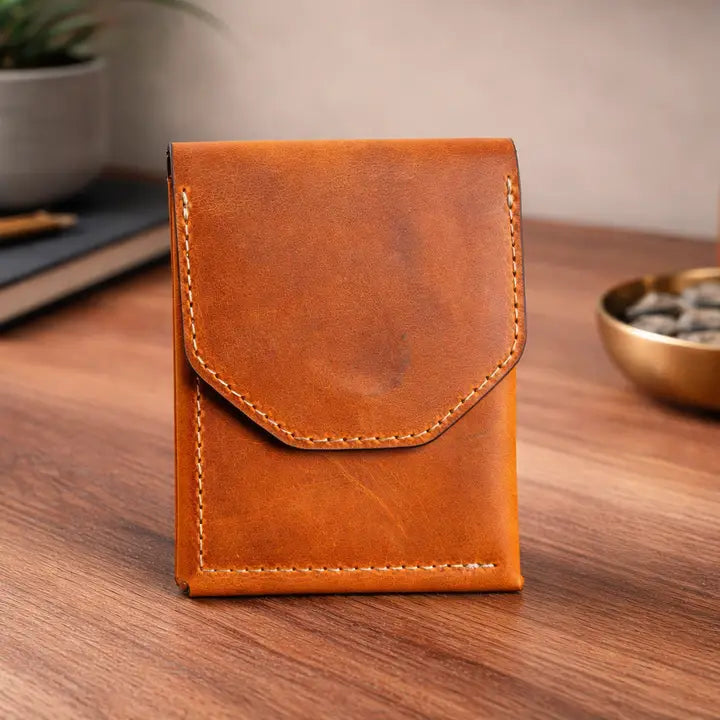 Leather Cash Wallet Vertical Minimalist Wallet