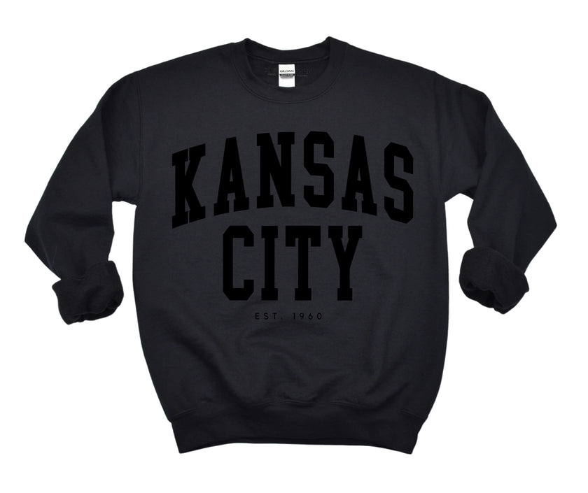 Kansas City Est. 1960| Black on Black Sweater