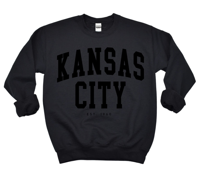 Kansas City Est. 1960| Black on Black Sweater