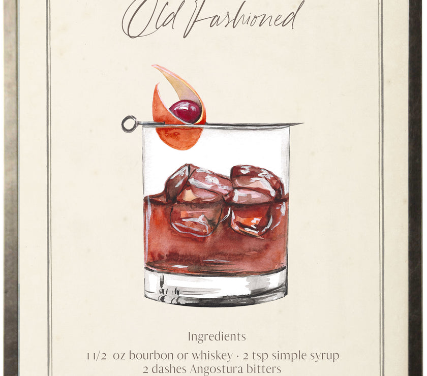 Old Fashioned Cocktail | Watercolor Art