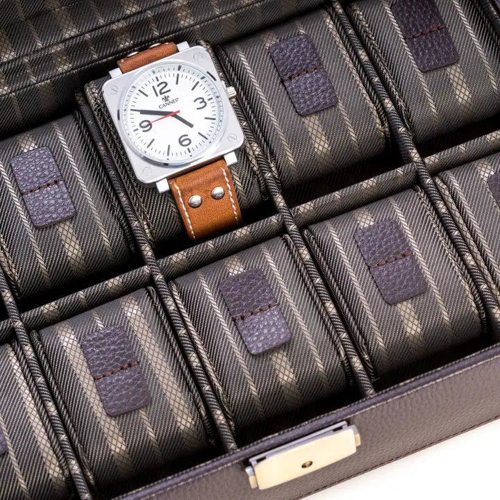Ten Watch Case with Glass Top Brown Leather | Bey-Berk