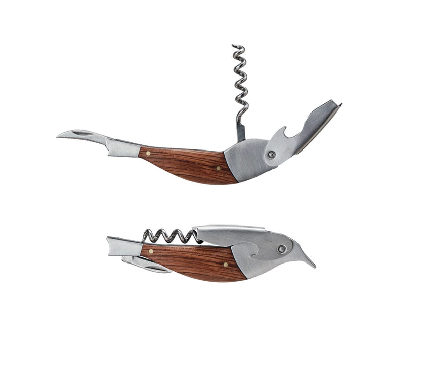 Stainless Steel Bird Shaped Bottle Opener/Corkscrew