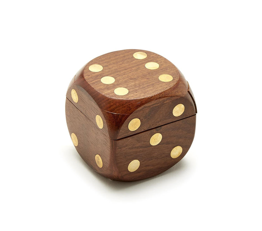 Wood Crafted Dice Box with 6 Dice