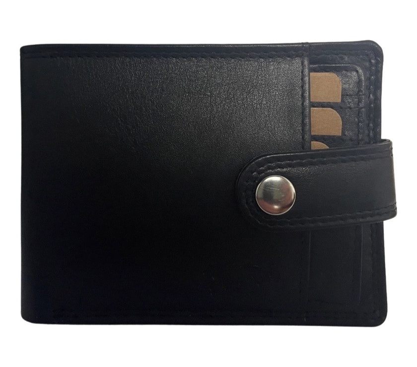 Genuine Leather Men's RFID Anti-Skim Wallet - Black