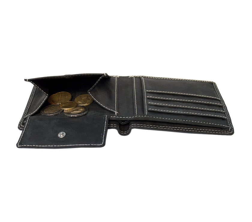 RFID Men's Wallet Buffalo Leather - Black