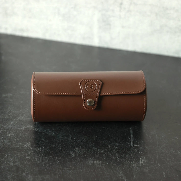 Travel Watch Case - Chocolate Brown Vegan Leather