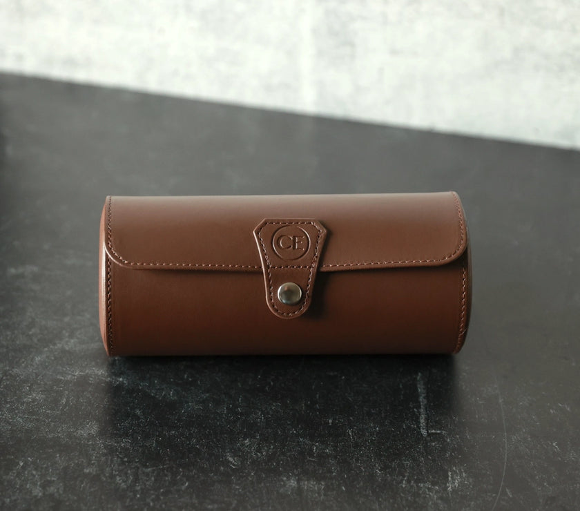 Travel Watch Case - Chocolate Brown Vegan Leather
