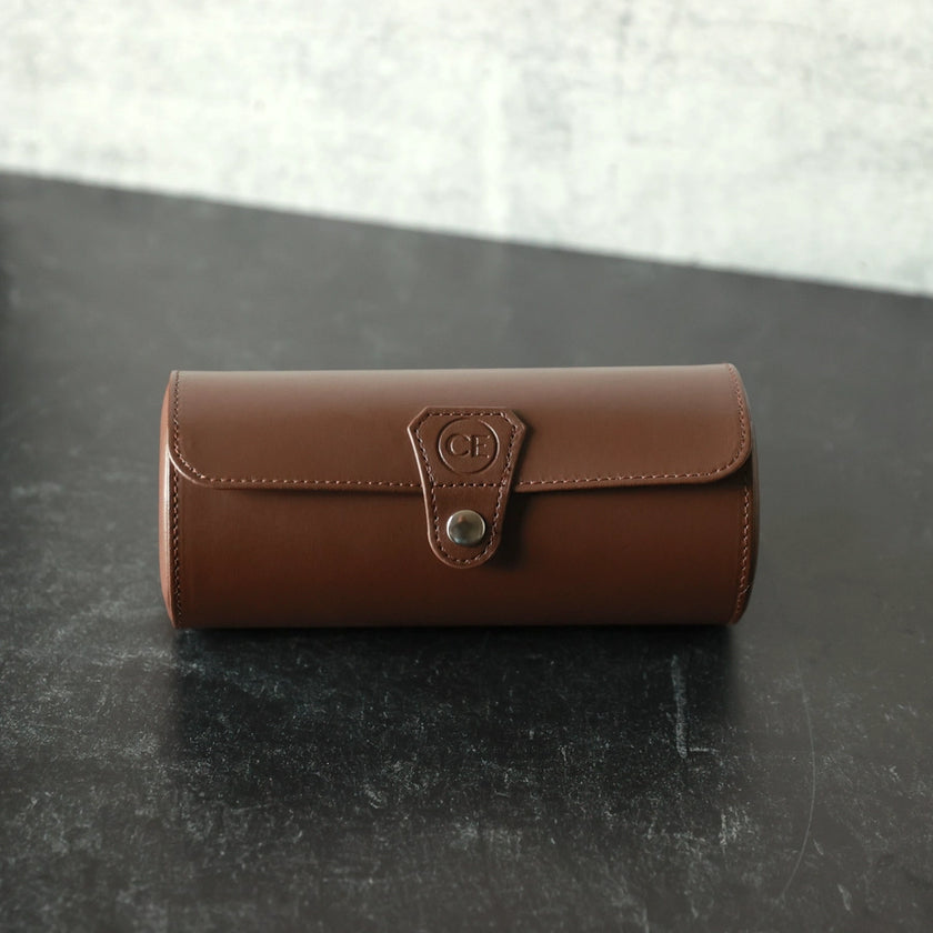 Travel Watch Case - Chocolate Brown Vegan Leather