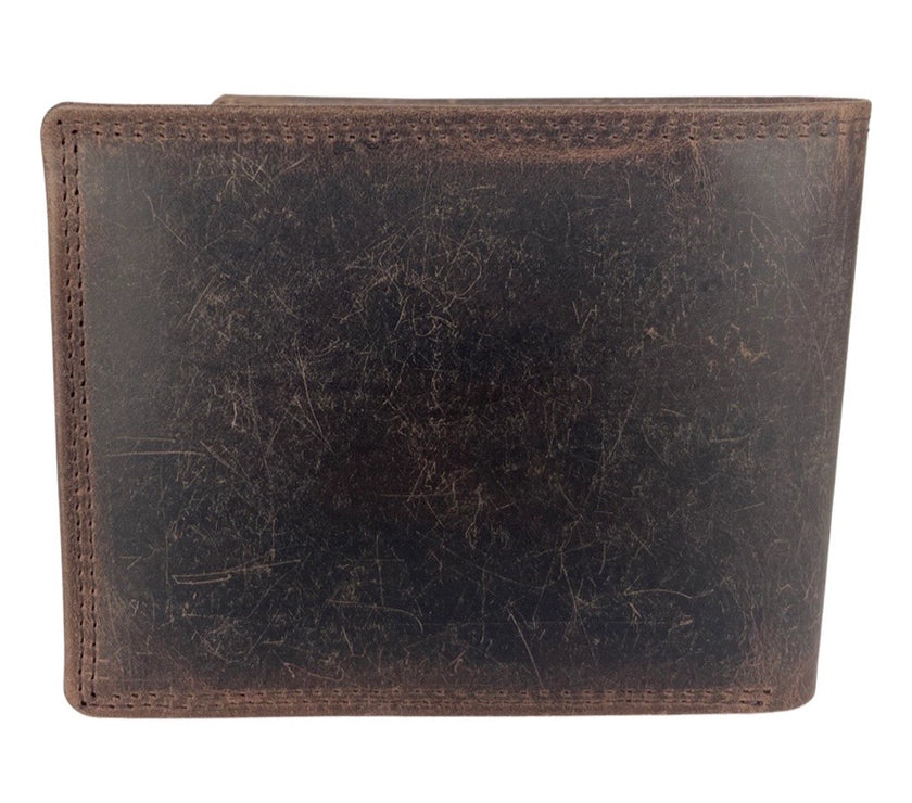 Buffalo Leather - RFID Men's Wallet - Dark Brown