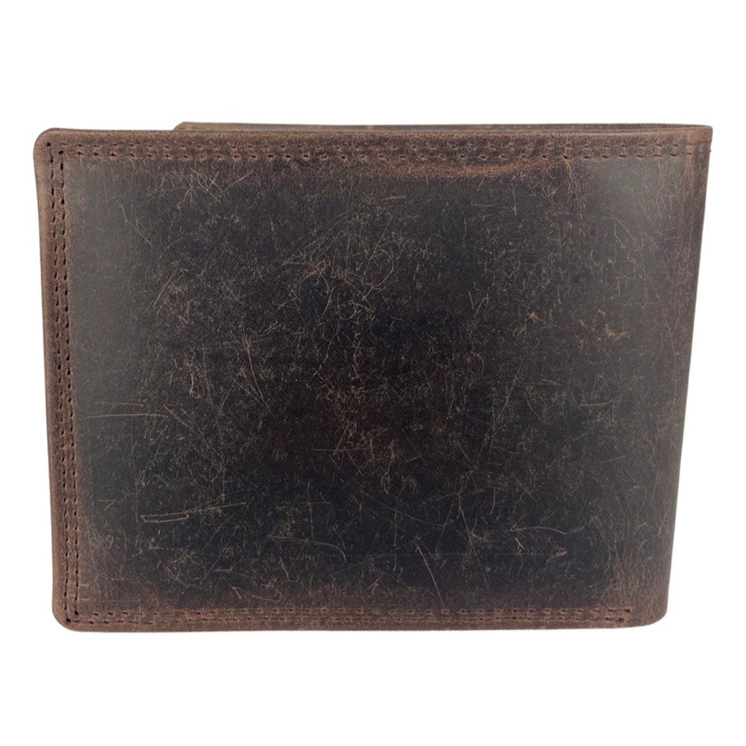 Buffalo Leather - RFID Men's Wallet - Dark Brown