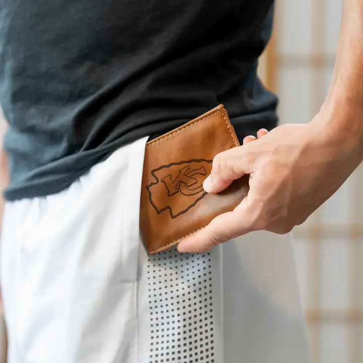 NFL Kansas City Chiefs Brown Laser Engraved Billfold Wallet | Rico Industries