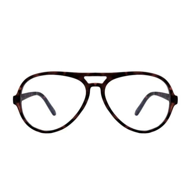 Aviator glasses with tortoiseshell frame on a white background