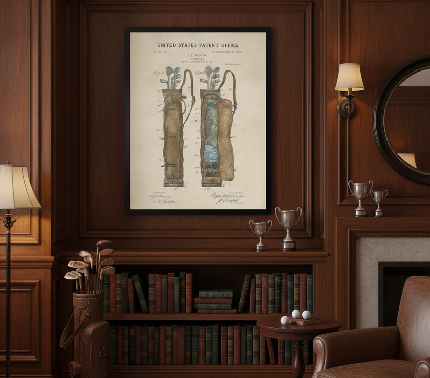 Golf Bag Patent | Watercolor Art