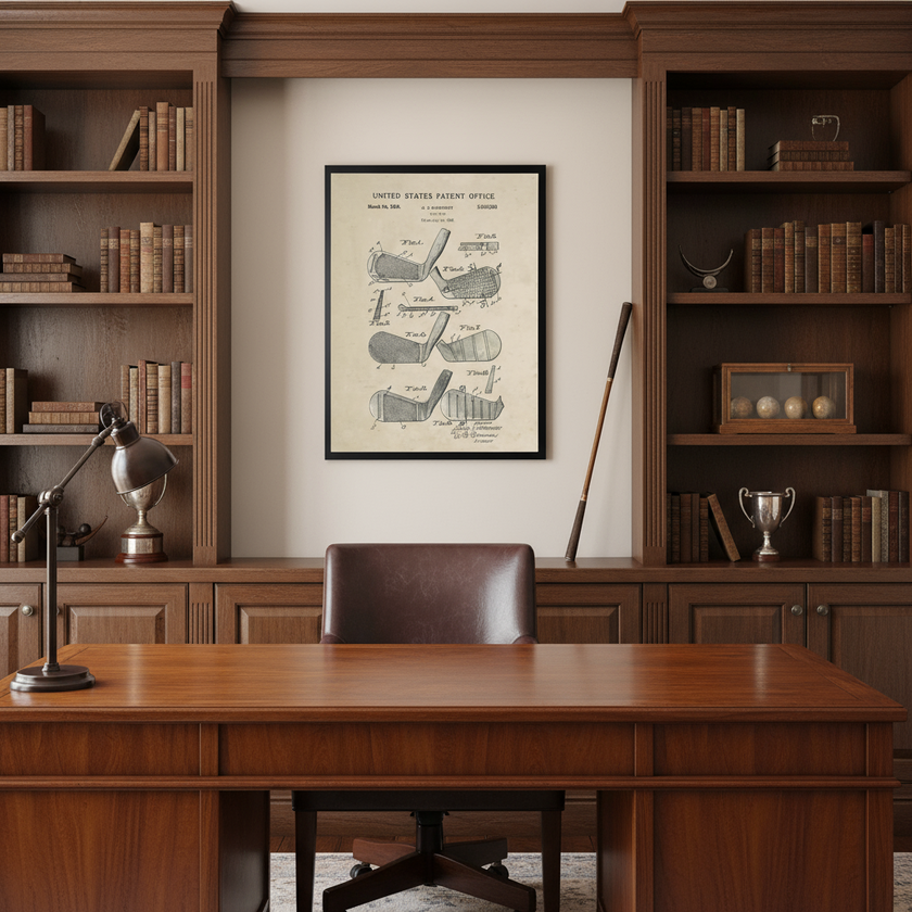 Golf Iron Patent | On a Distressed Background Art