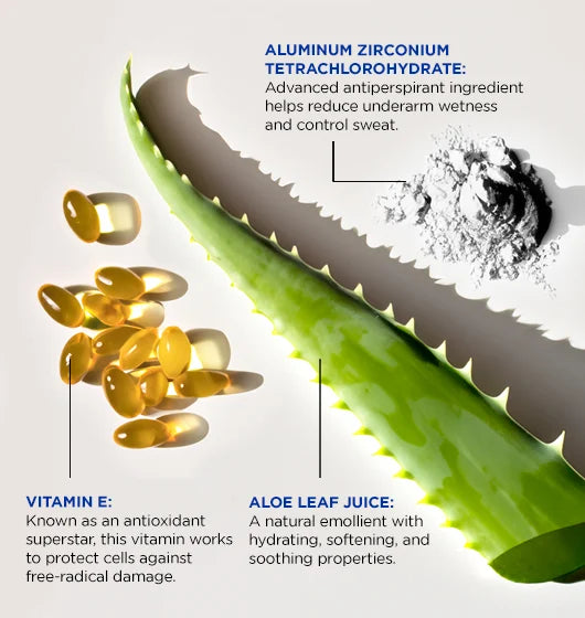 Ingredients for Jack Black Pit Boss such as aloe leaf juice, and text describing their benefits.