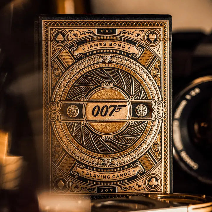 James Bond 007 playing cards with intricate design on a dark background