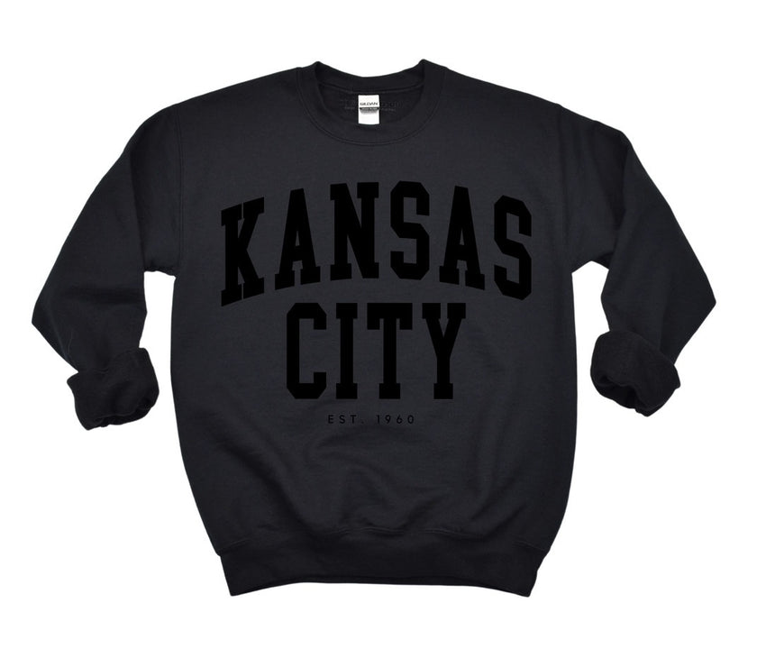 Kansas City Est. 1960| Black on Black Sweater