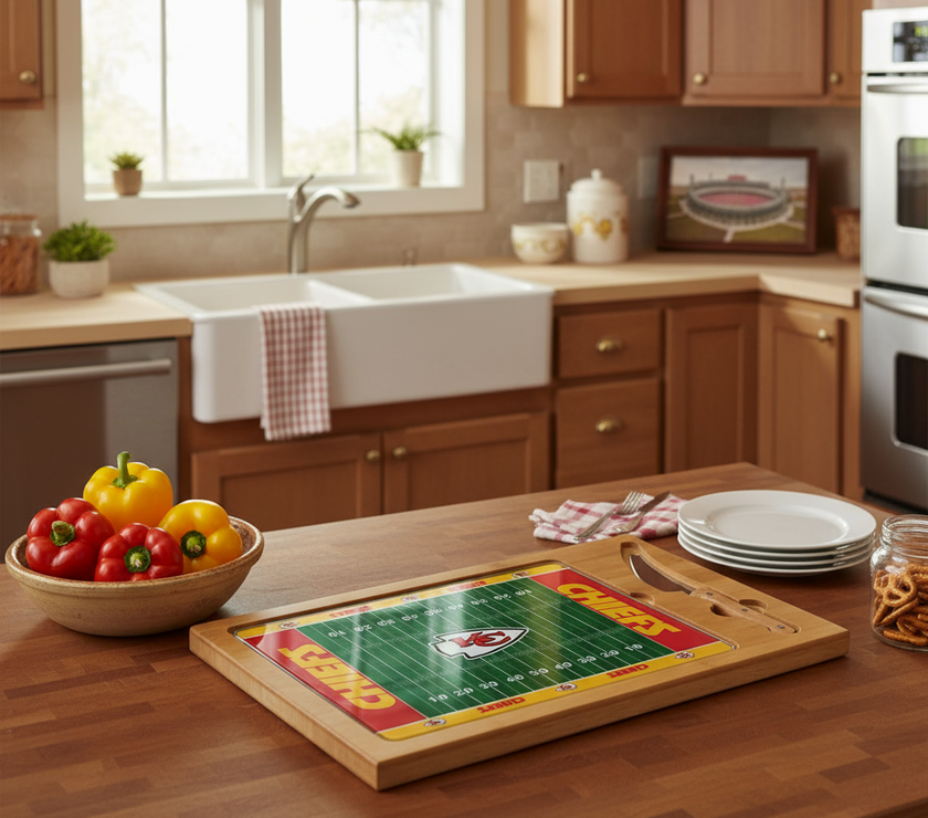 Kansas City Chiefs Icon Glass Cutting Board