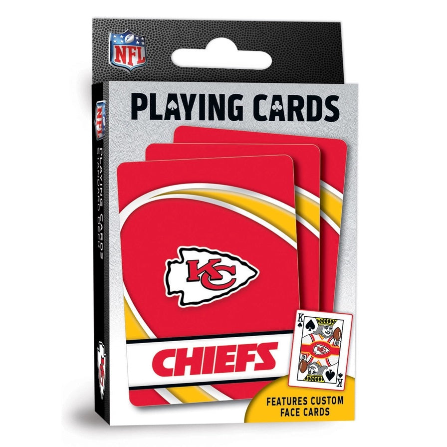 Pack of Kansas City Chiefs playing cards with NFL logo on packaging