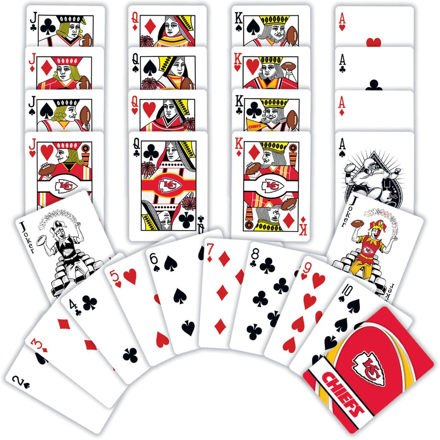 Playing cards with Kansas City Chiefs logo on a white background