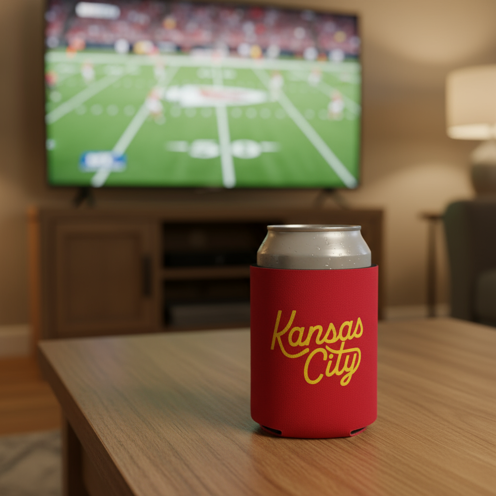 Kansas City Script Koozie | Red & Yellow