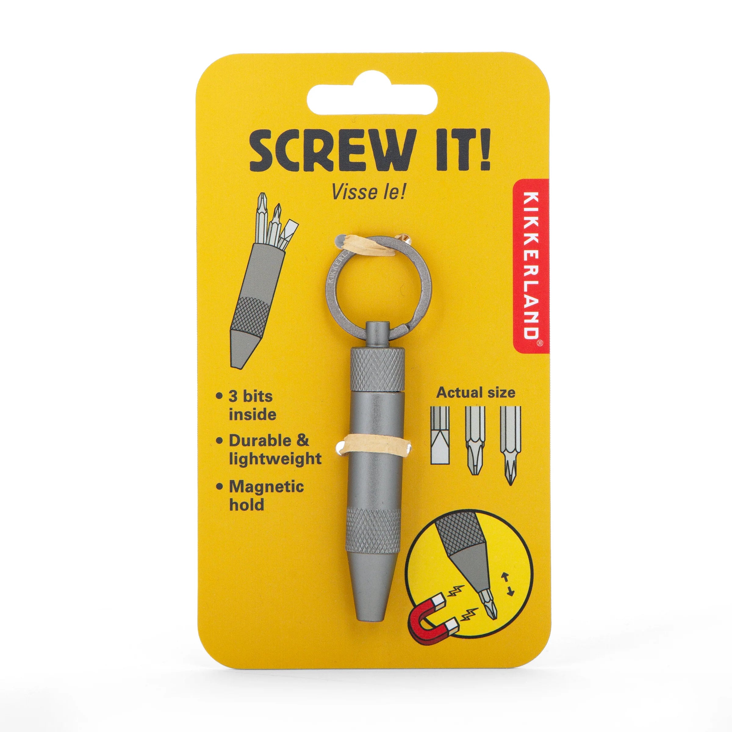 Kikkerland screwdriver set on yellow packaging with white background