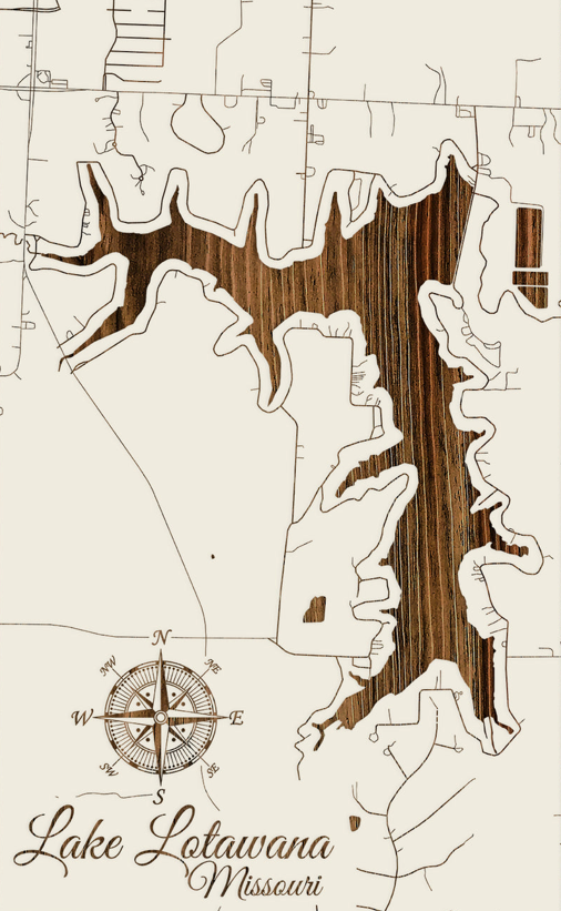 Lake Lotawana, MO Wooden Street Map