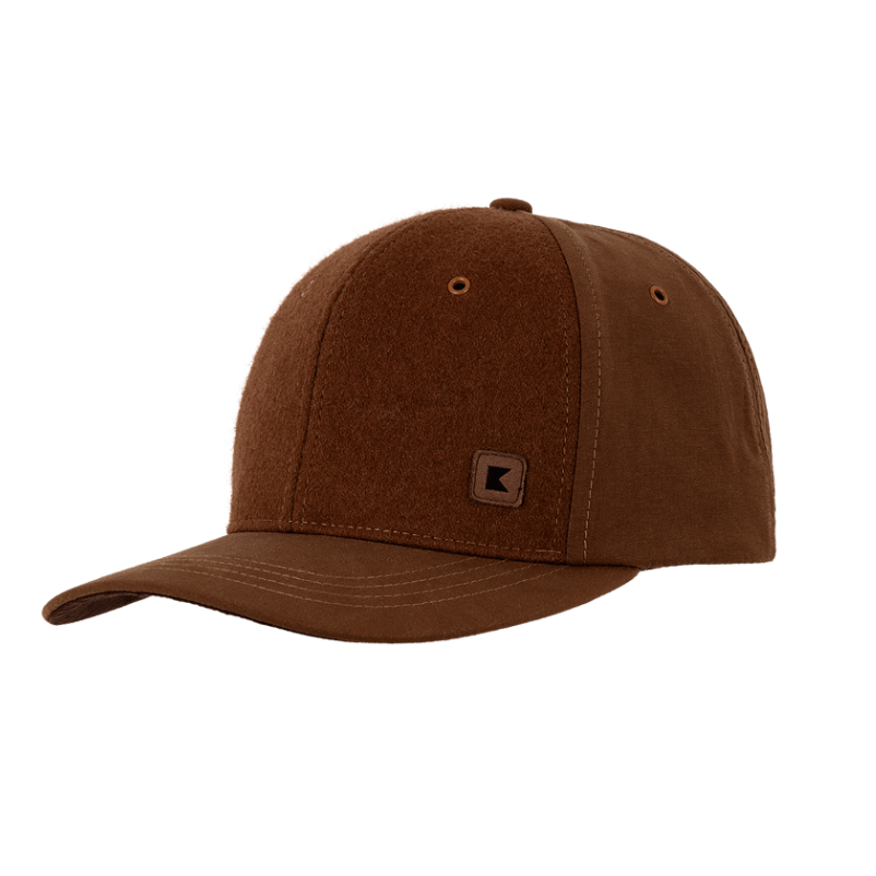 A men's ballcap in a rust coloring with a small Kooingal logo on it.