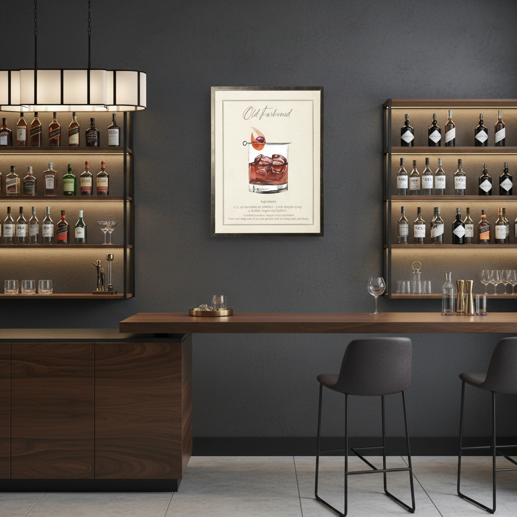 Old Fashioned Cocktail | Watercolor Art