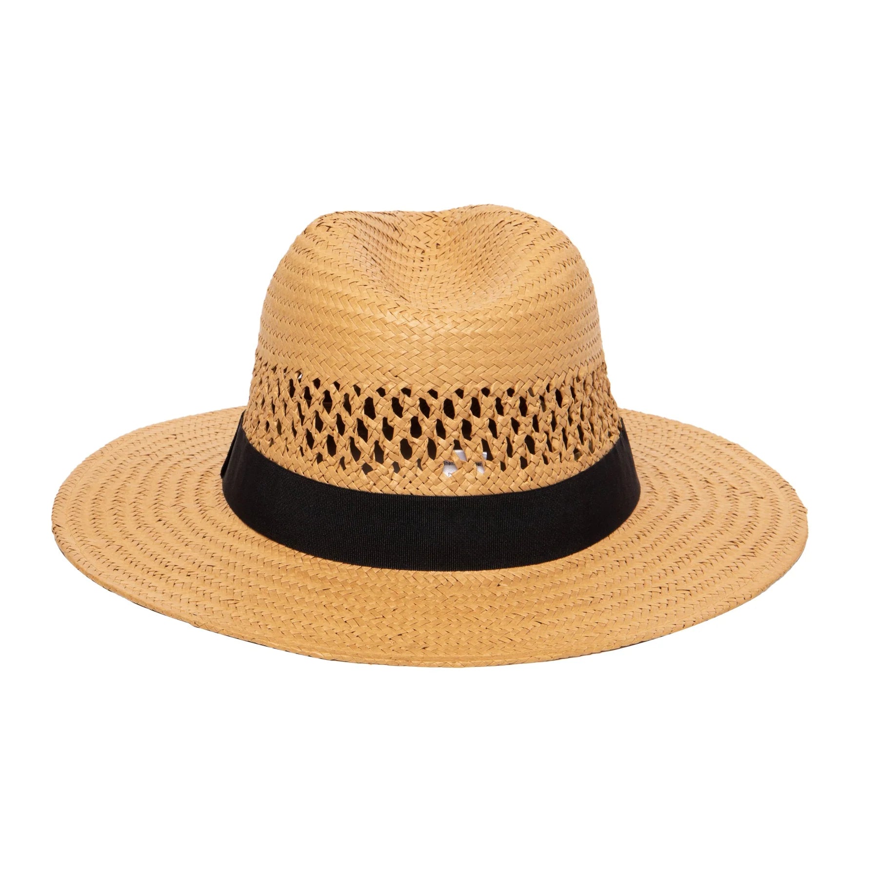 Men's Woven Paper Fedora with Vented Crown and Stretch Band