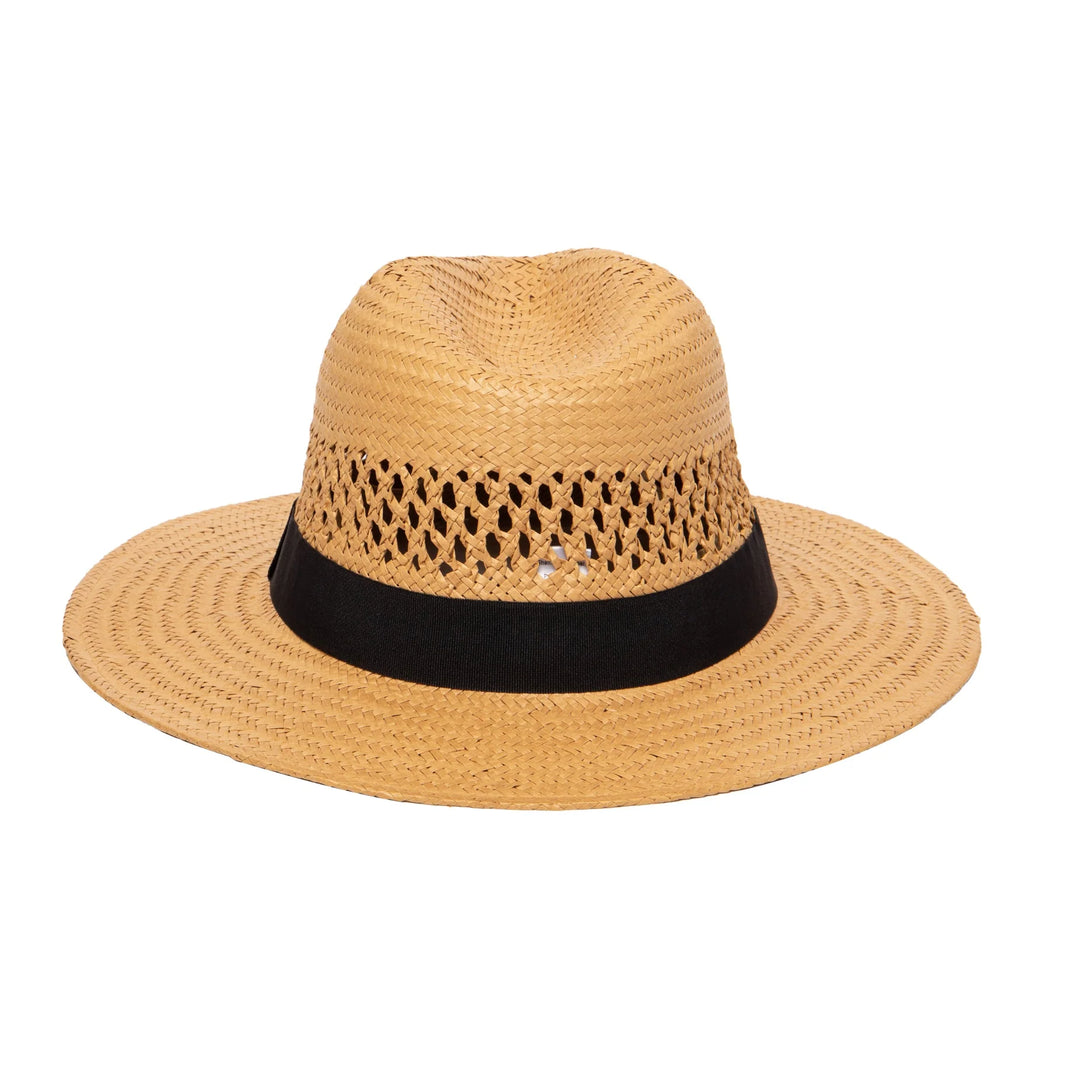 Men's Woven Paper Fedora with Vented Crown and Stretch Band