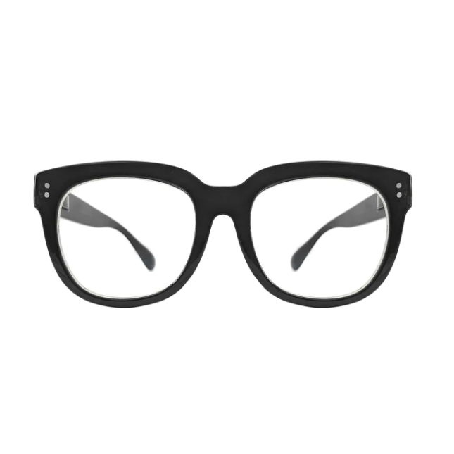 Black cat-eye glasses on a white background